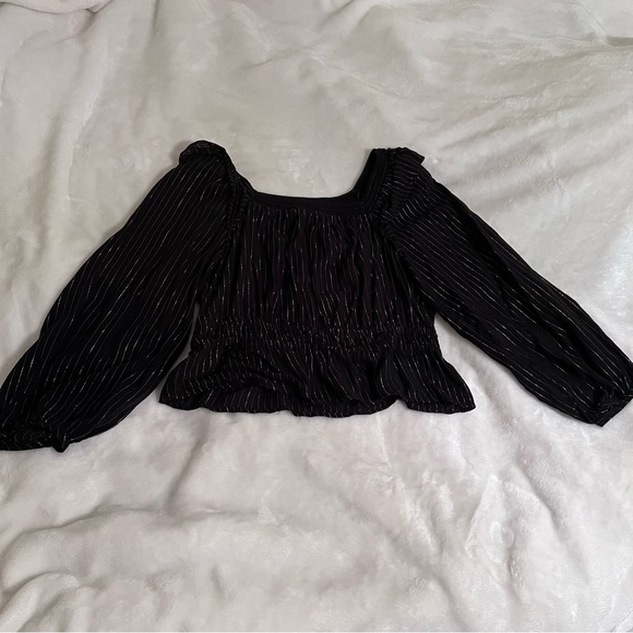 Balloon Long Sleeve Peplum Blouse - Picture 6 of 7